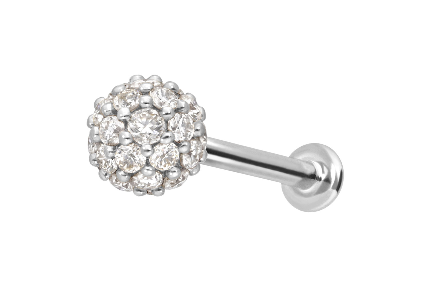 14 Karat Gold Labret Piercing mit Innengewinde MULTI-MOISSANIT